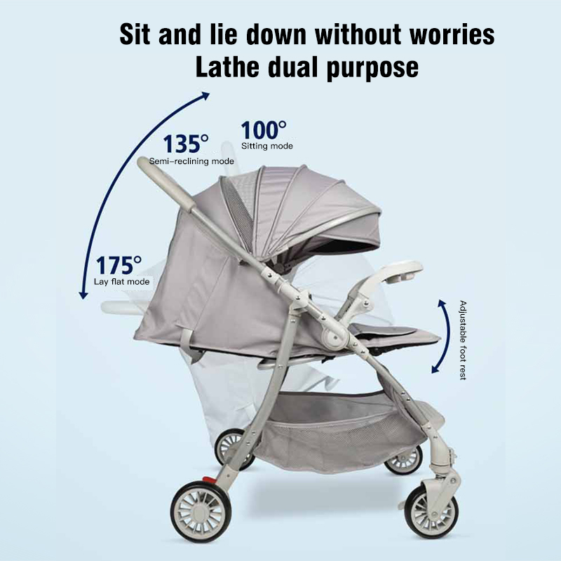 Baby Stroller With High View, Portable, Multifunctional And Simple Baby Stroller, Can Sit Or Lie Down, One-Button Reversing