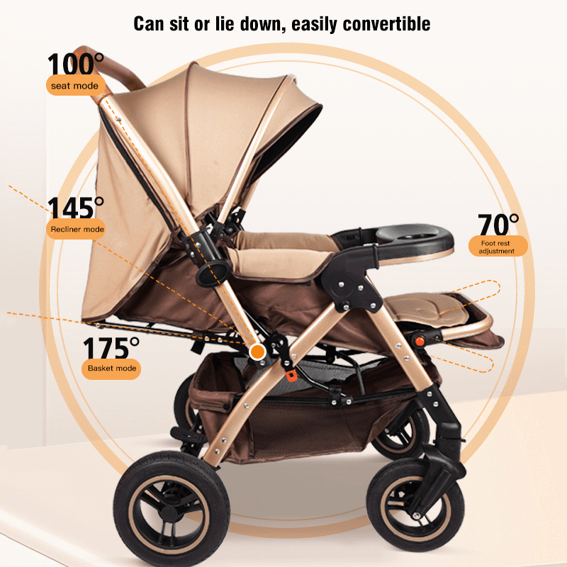 Baby Stroller Can Sit Or Lie Down Baby Stroller Reinforced Upgraded Baby Stroller Shock Absorption Multifunctional Two-Way Stroller