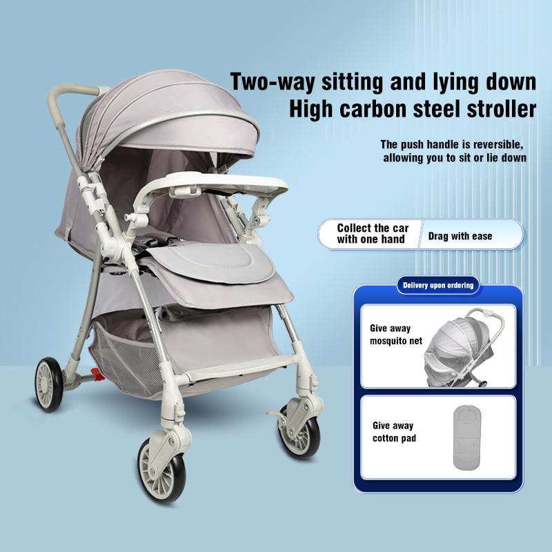 Baby Stroller With High View, Portable, Multifunctional And Simple Baby Stroller, Can Sit Or Lie Down, One-Button Reversing